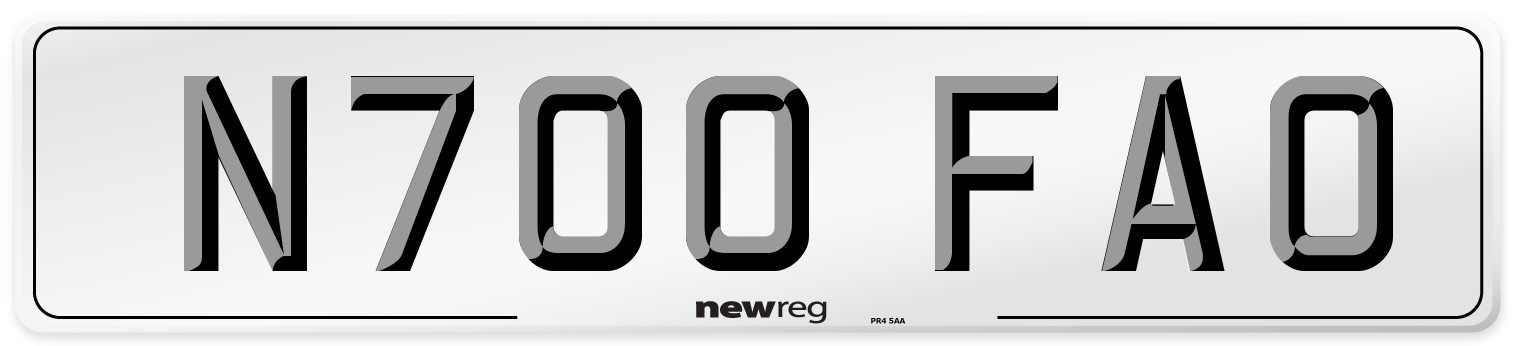 N700 FAO Number Plate from New Reg